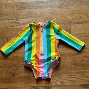Old Navy Colorful Striped Baby Long Sleeve Swimsuit size 0-3M